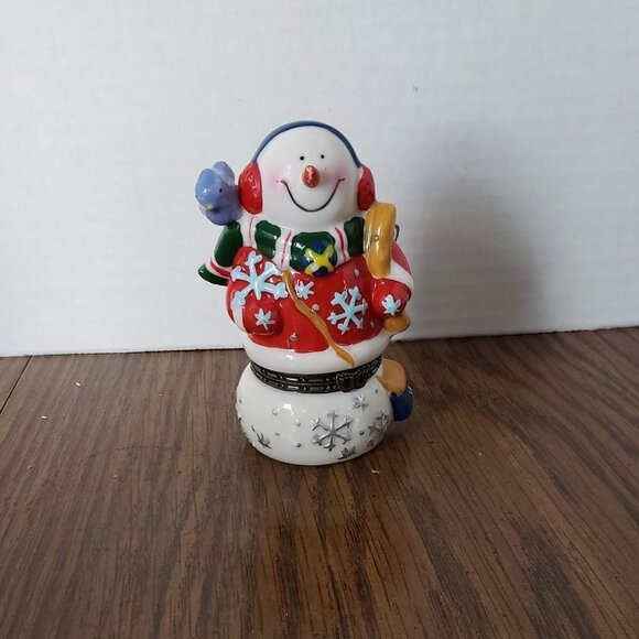 Vintage Snowman Ceramic Mini Candy Container - Minor Repair Needed - Picture 1 of 7